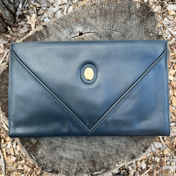 FS Originals Navy Vintage Leather Clutch Purse - Picture 3 of 10